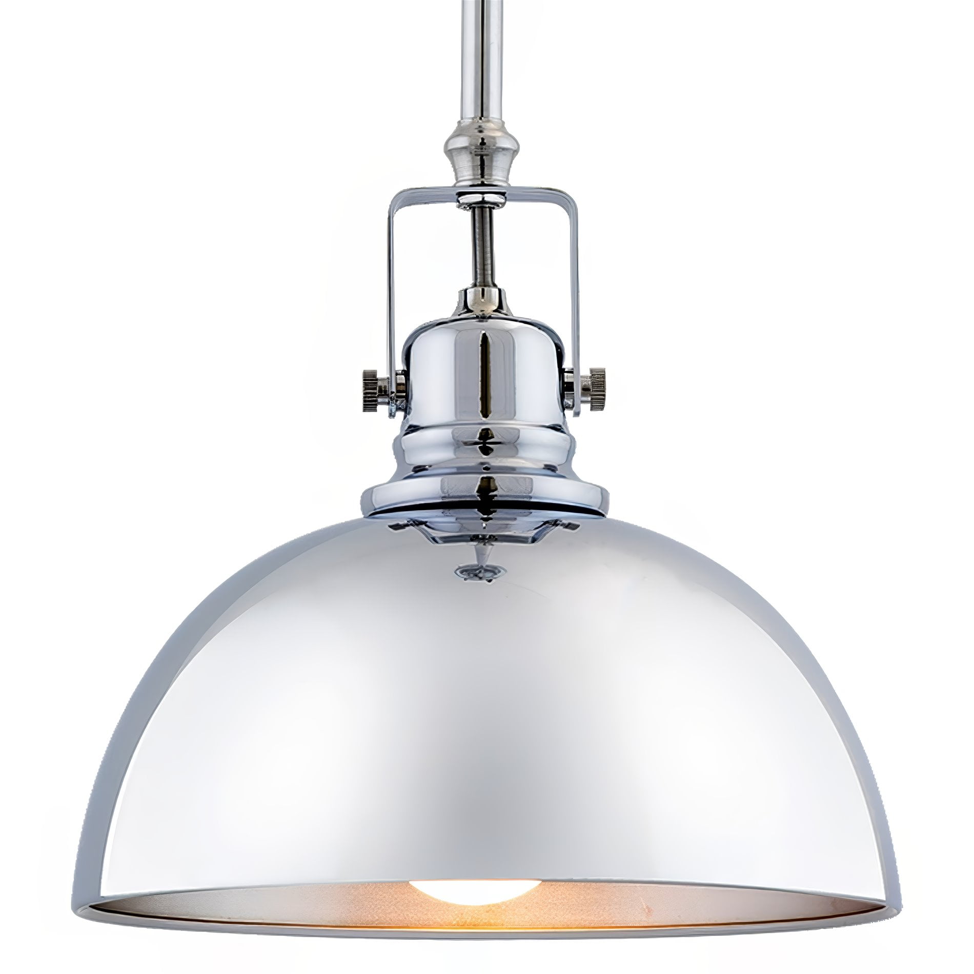 Elegant Chrome Dome Pendant Light with Adjustable Height and Swivel Joint