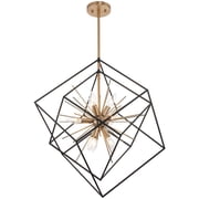 Kira Home Berkshire 27" Sputnik Chandelier, Black, Gold Geometric Pendant Light, 2-Tier Open Cube Ceiling, Black