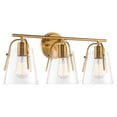 thumbnail image 1 of Kira Home Branson 22" 3-Light Modern Farmhouse Vanity/Bathroom Light + Seeded Glass Cone Shades, Gold Brass Finish, 1 of 7