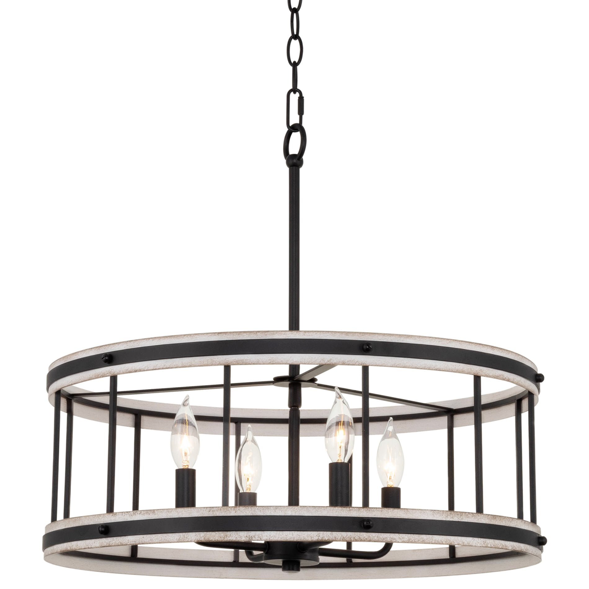 Brynn 21" Black and White Ash Drum Chandelier