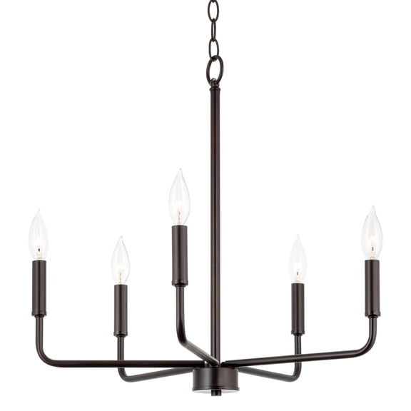 Kira Home Camille 22" Modern 5-Light Chandelier, Minimalist Candle-Style Silver Hanging Fixture, Oil Rubbed Bronze