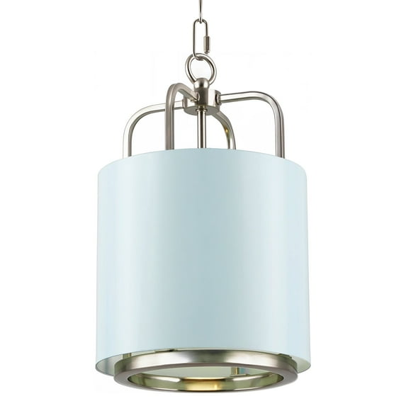 Kira Home Cayman 13" Modern Chic Pendant Light, Aqua Blue Metal Shade, Brushed Nickel Finish