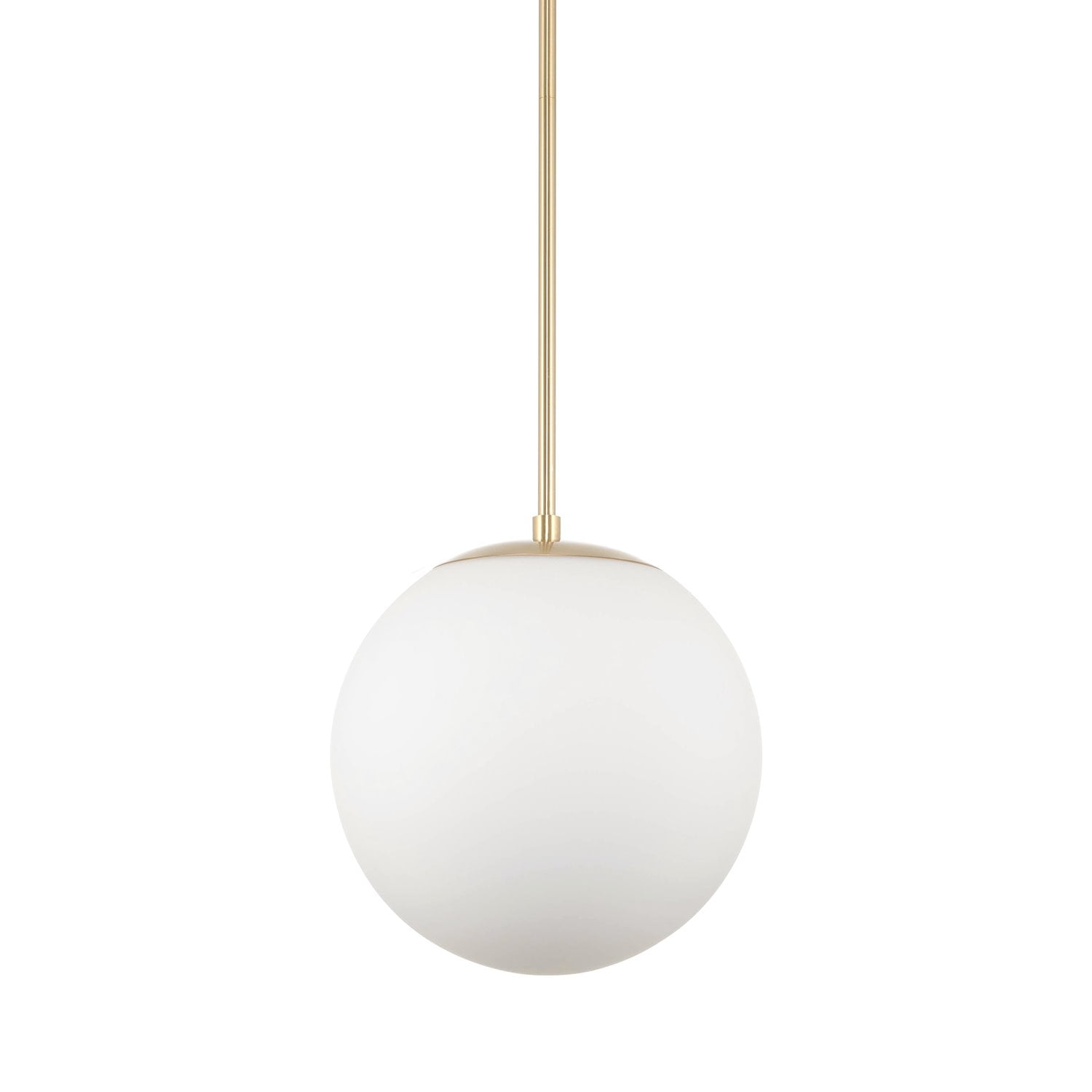 Ceres 12" Matte White Frosted Glass Globe Pendant Light with Brass Finish