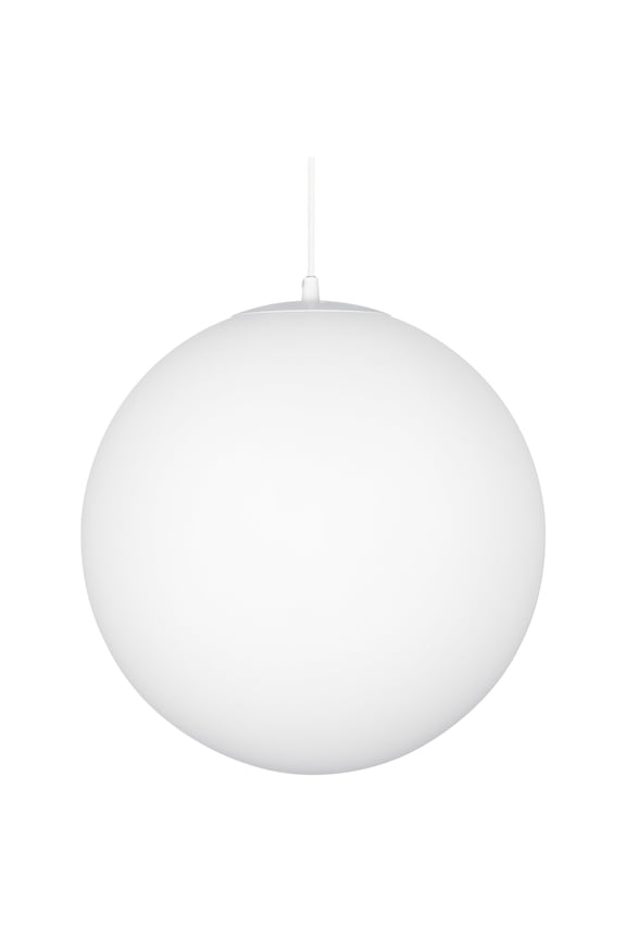 Ceres 12" Mid Century Modern Globe Pendant Light, Minimalist White Frosted Glass Orb Hanging Lamp, White