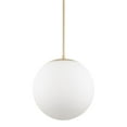 thumbnail image 1 of Kira Home Ceres 14" Mid Century Modern Globe Pendant Light, Minimalist White Frosted Glass Orb Hanging Lamp, Cool Brass, 1 of 7