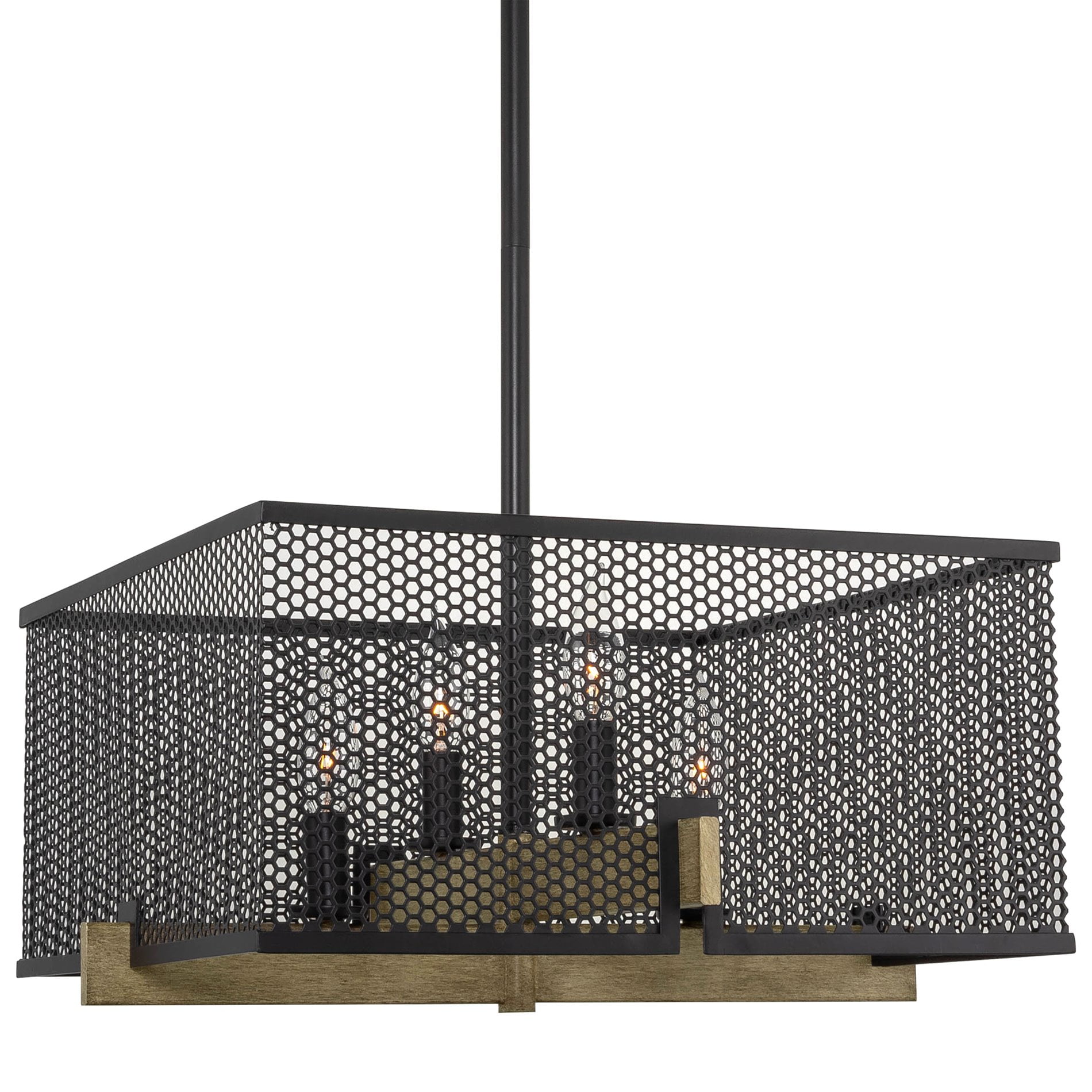 Channing 28" Black Metal Cage Square Chandelier with Dimmer Compatibility