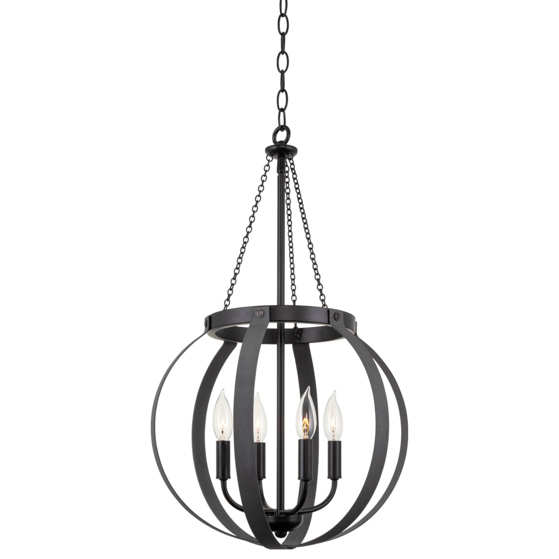Kira Home Colette 25" 4-Light Modern Fish Bowl Chandelier, Textured Gray + Black Finish