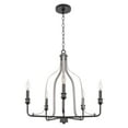 thumbnail image 1 of Kira Home Copeland 24" Farmhouse Pendant Light Chandelier, Adjustable Hanging Height, White Birch Wood Style, Black, 1 of 8