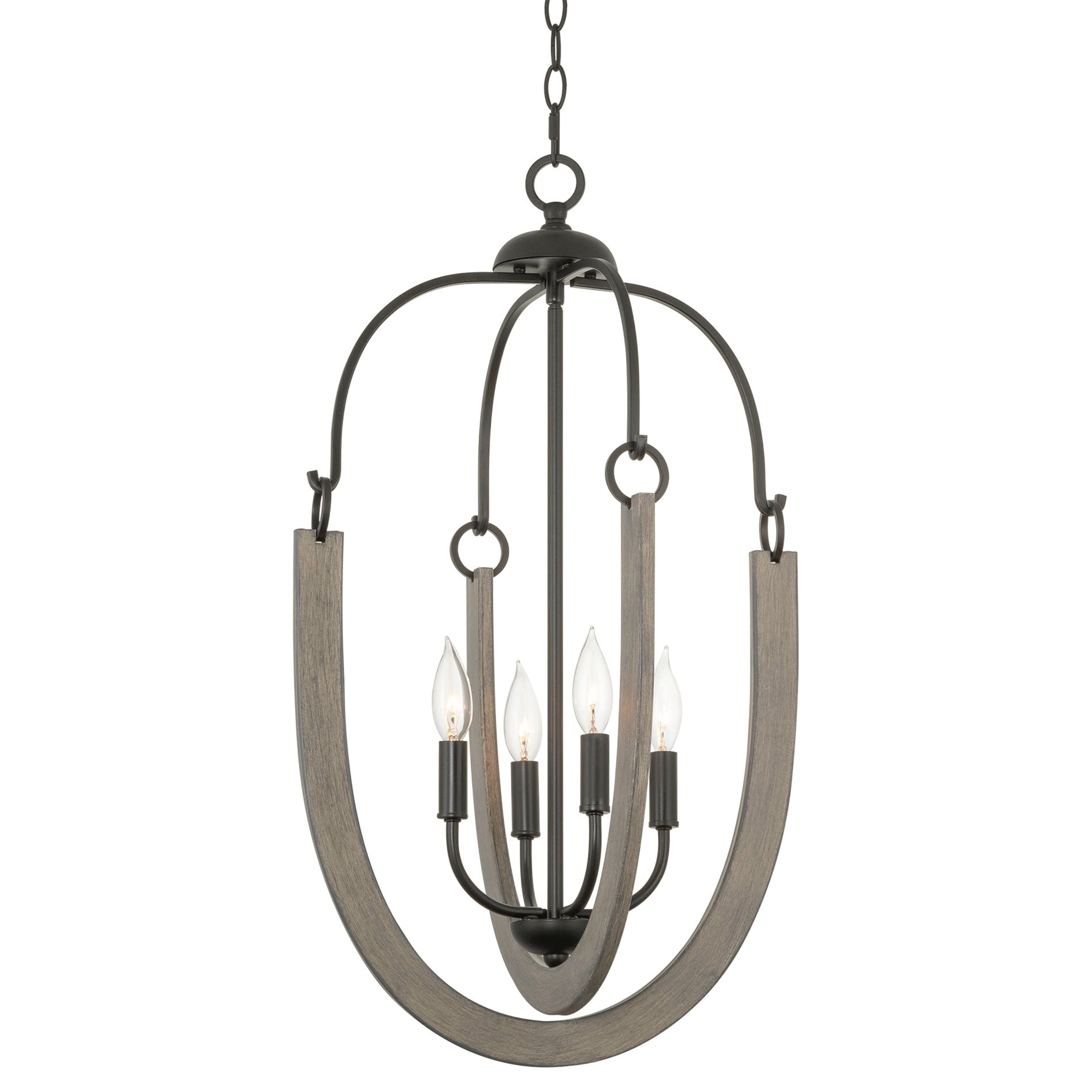 Daphne 28" Black and Gray Oak Farmhouse Pendant Light