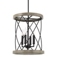 thumbnail image 1 of Kira Home Eleanor II 16" 4-Light Farmhouse Pendant Light, Gray Oak Wood Style + Textured Black Finish, 1 of 7
