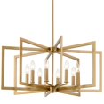 thumbnail image 1 of Kira Home Glam 27" 8-Light Modern Gold Chandelier, Mid-Century Geometric Gold Hanging Light with Open Frame, Cool Brass, 1 of 8