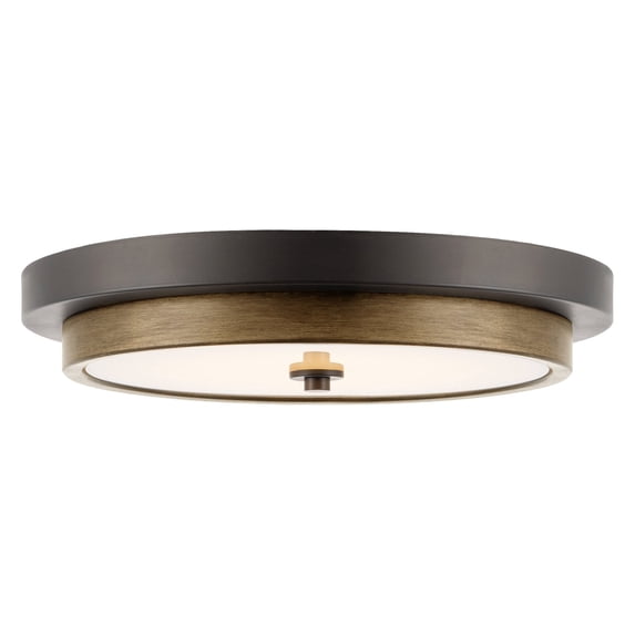 Kira Home Hermosa 14" Integrated LED Ceiling Light, 24W Dimmable 3000K Light, Wood Grain Metal, Smoked Birch, Oil Rubbed
