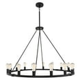 thumbnail image 1 of Kira Home Homestead 50" 16-Light Rustic Farmhouse Wagon Wheel Chandelier, Round Kitchen Island Light, Black, 1 of 8