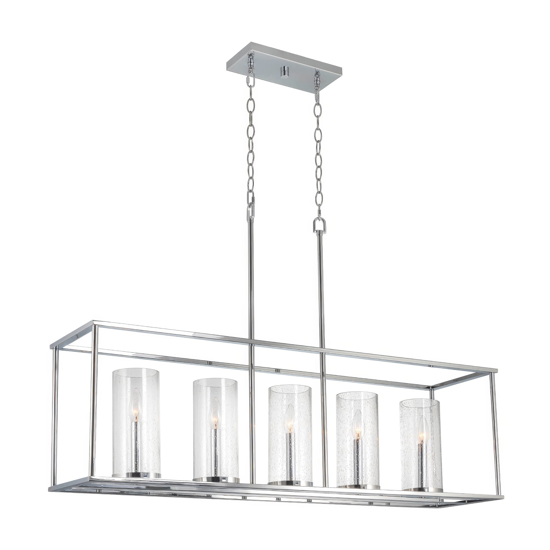 Keller 41'' Chrome Linear Island Light with Seeded Glass Shades