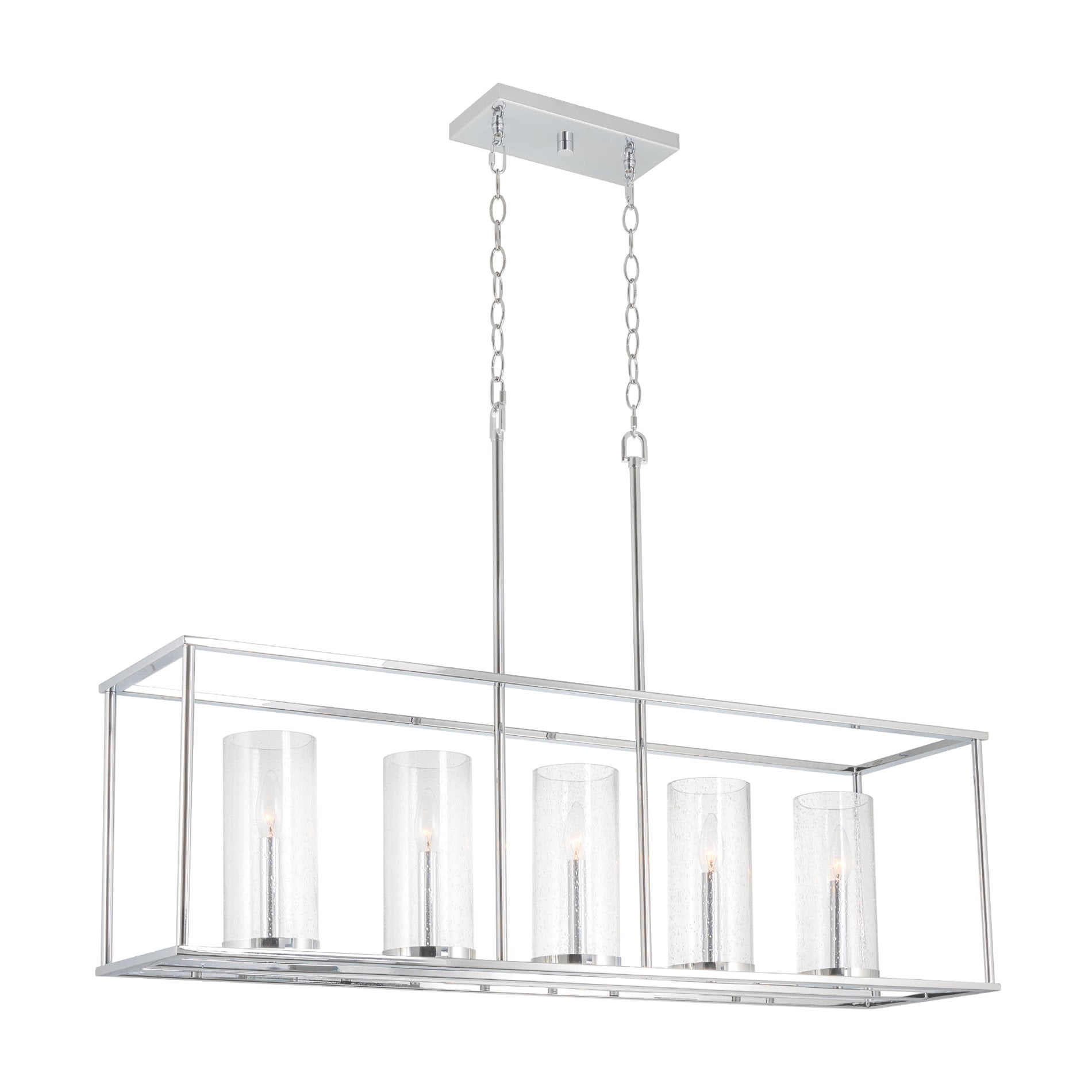 Keller 41'' Chrome Linear Island Light with Seeded Glass Shades