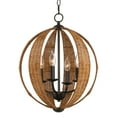 thumbnail image 1 of Kira Home Kendall 20" 4-Light Modern Rustic Armillary Round Pendant Chandelier, Rattan Style + Oil Rubbed Bronze Finish, 1 of 7
