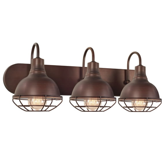 Kira Home Liberty 24" 3-Light Modern Industrial Farmhouse Vanity/Bathroom Light, Brushed Bronze Finish