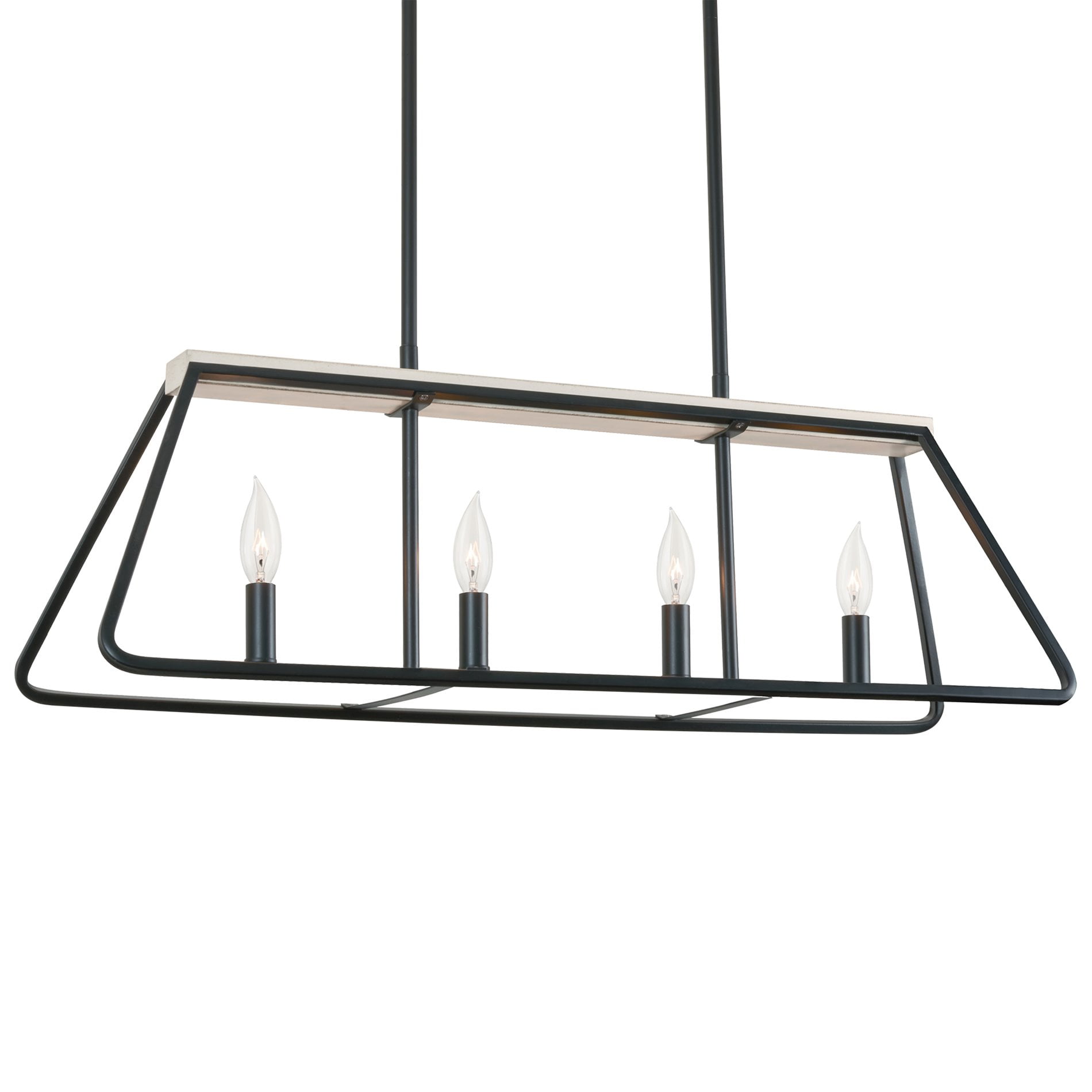 Kira Home Linden 32" 4-Light Modern Farmhouse Kitchen Island Light, Black + White Ash Wood Finish