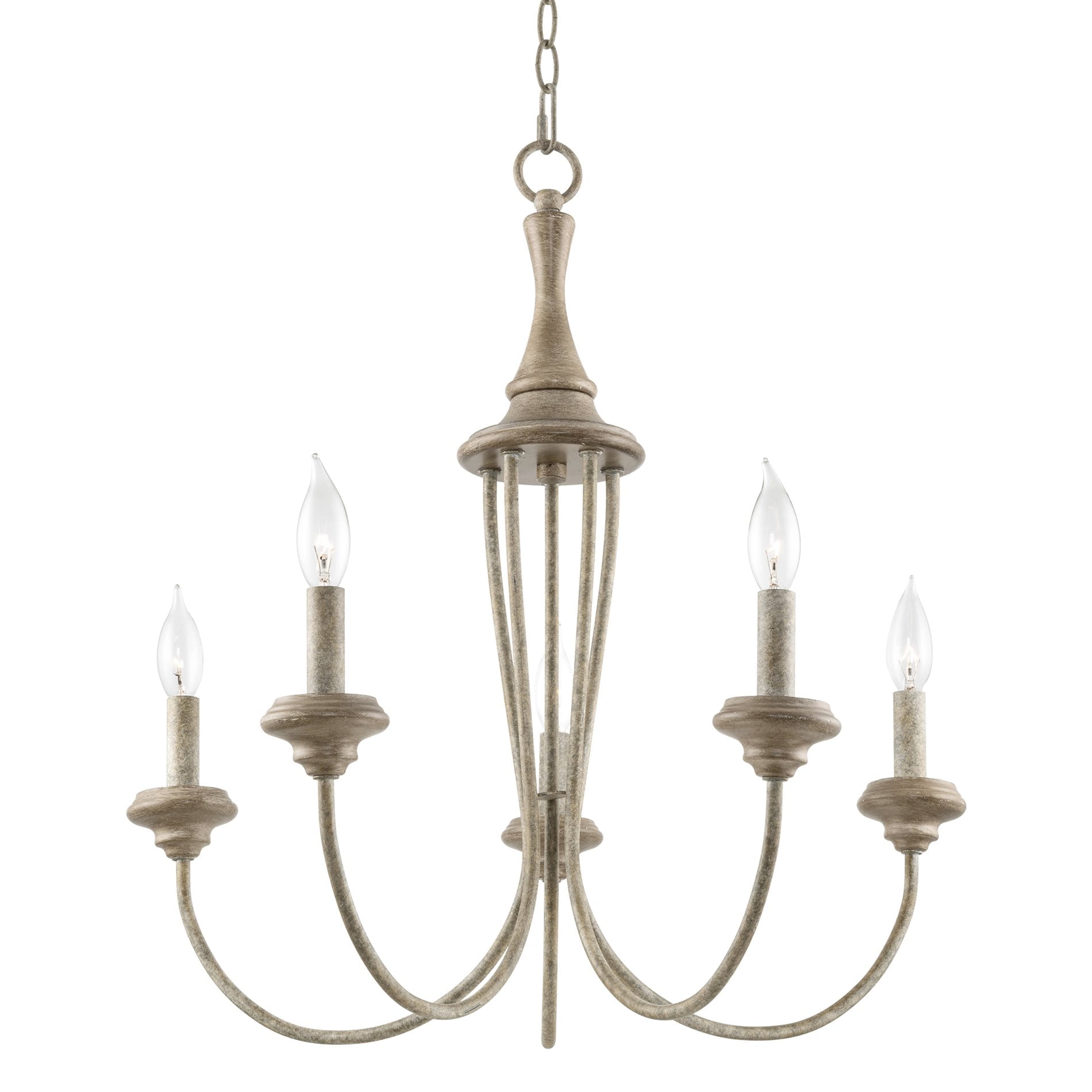 Lotus 24" Rustic Metal and Smoked Cedar French Country Chandelier