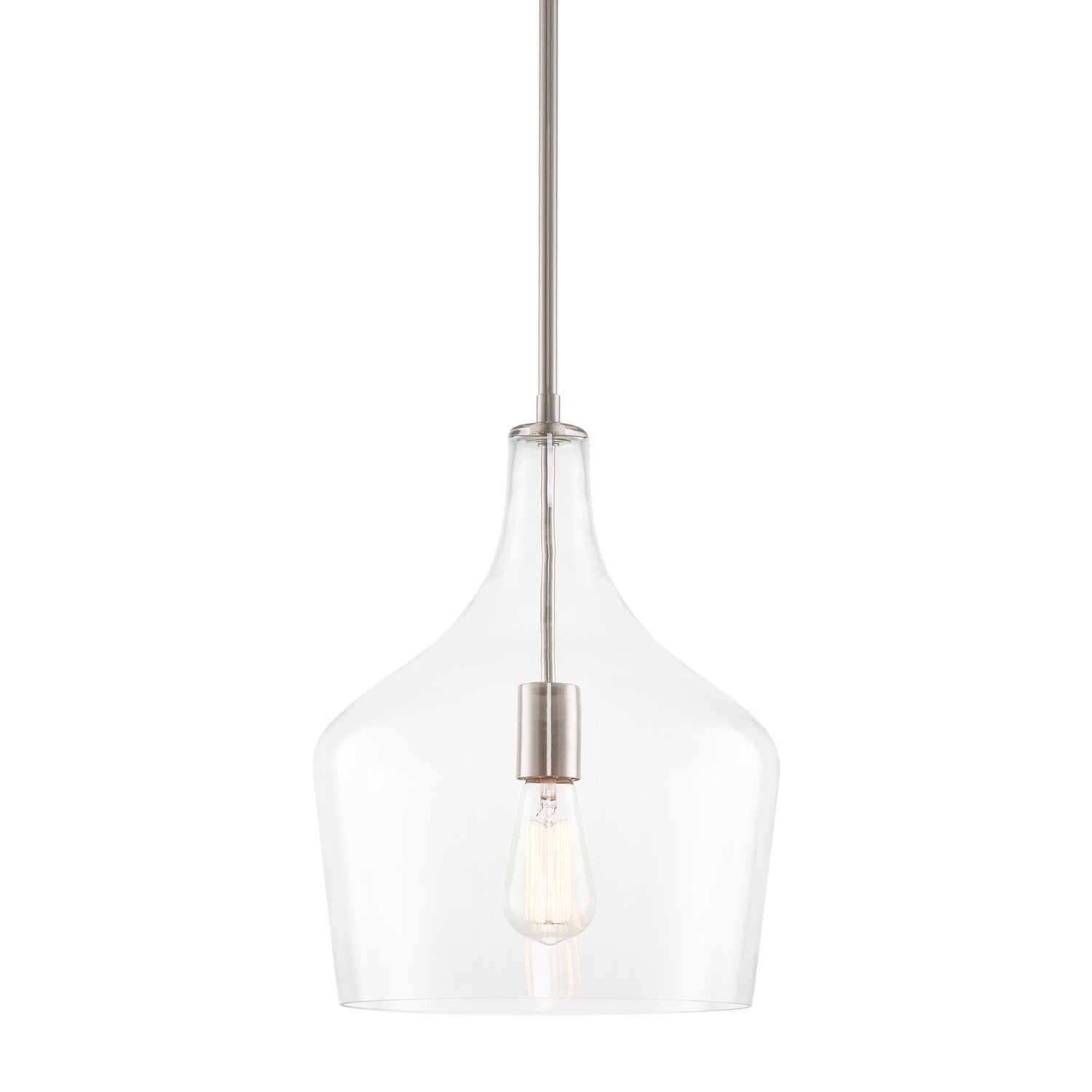 Kira Home Lucy 16" Modern Pendant Light + Clear Glass Vase Shade, Adjustable Hanging Height, Brushed Nickel Finish