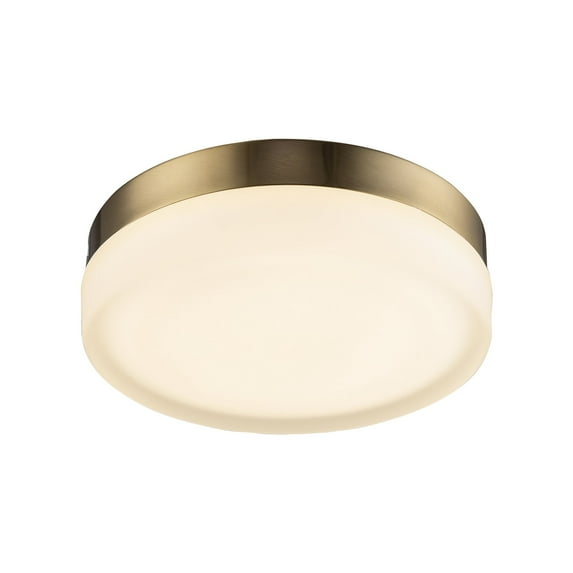 Kira Home Luna 9" Integrated LED Flush Mount (25W), Low-Profile Gold Ceiling Light, Heavy Frosted Glass Diffuser