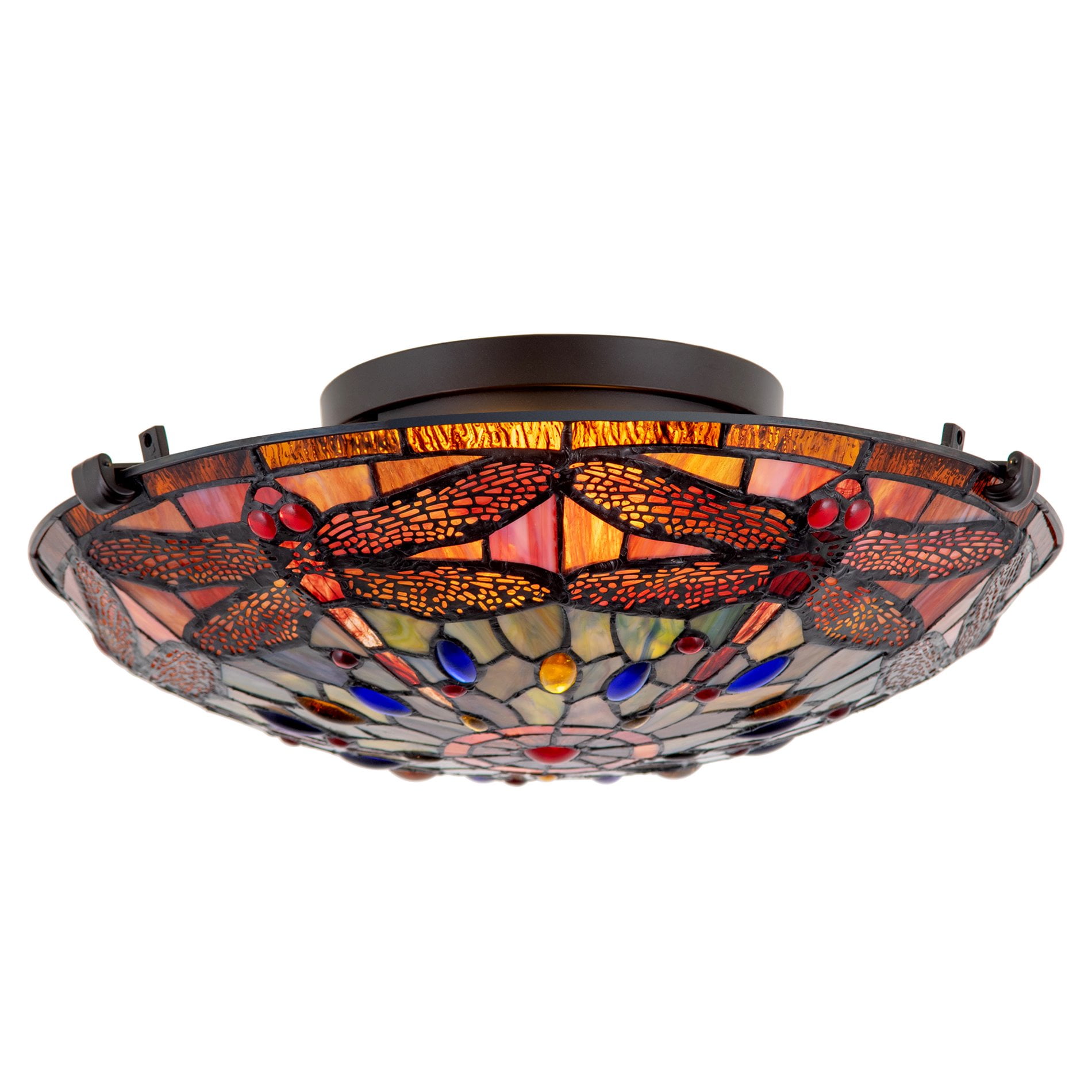 Vintage Black Glass Bowl Flush Mount Ceiling Light