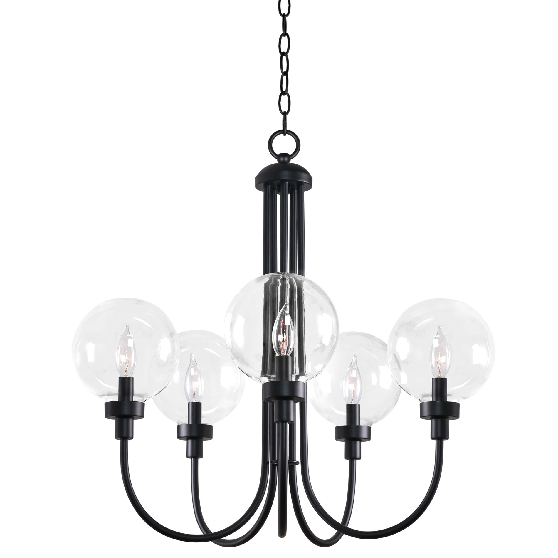 Kira Home Noelle 26" Modern Mid Century 5-Light Chandelier, Clear Glass