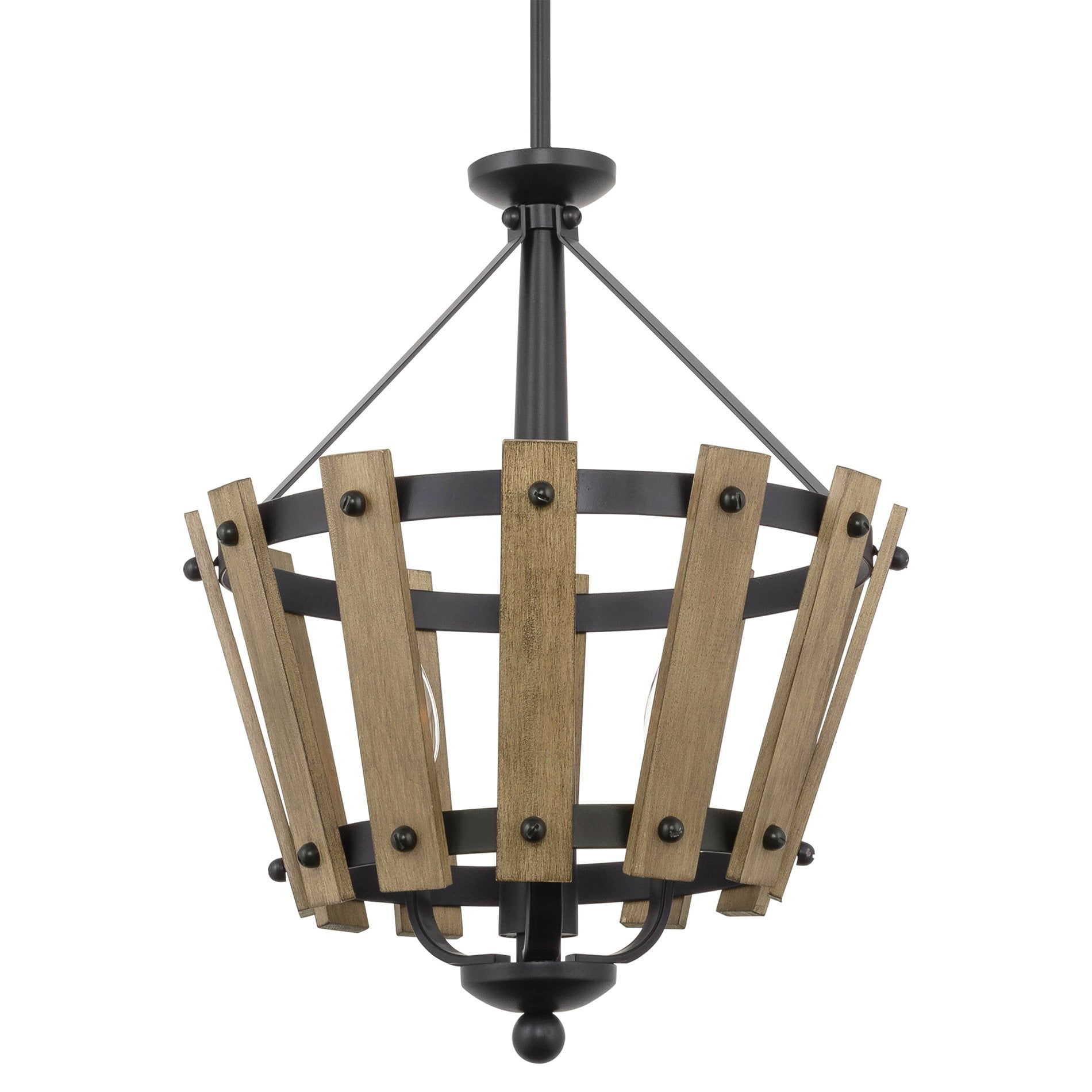 Orwell 20" Black Metal and Wood Farmhouse Pendant Light