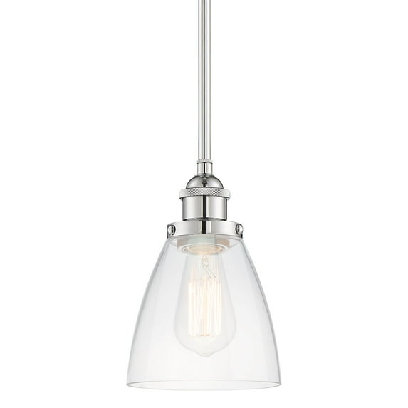 Kira Home Porter 8" Vintage Industrial Pendant Light + Mini Glass Shade, Dimmable, Adjustable Height, Chrome Finish