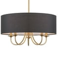 thumbnail image 1 of Kira Home Quinn 22" 5-Light Chandelier / Adjustable Chain Link Hanging Light + Black Linen Drum Shade, Cool Brass, 1 of 8