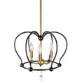 thumbnail image 1 of Kira Home Reyna 16" 3-Light Foyer Pendant Light Chandelier, Glass Crystal, Adjustable Height, Warm Brass Accents, Black, 1 of 9