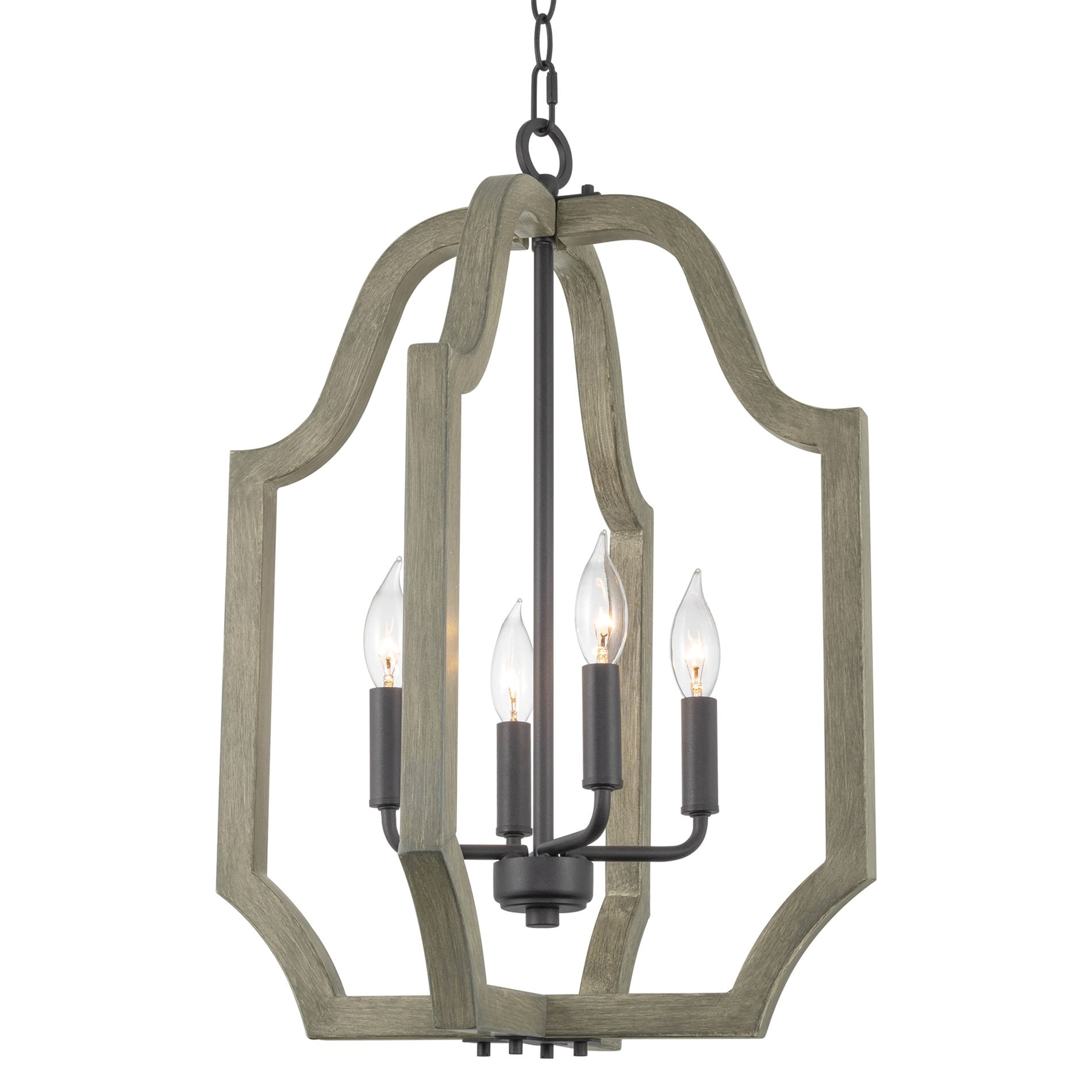 Sandblasted Black and Gray Oak Farmhouse Metal Pendant Light