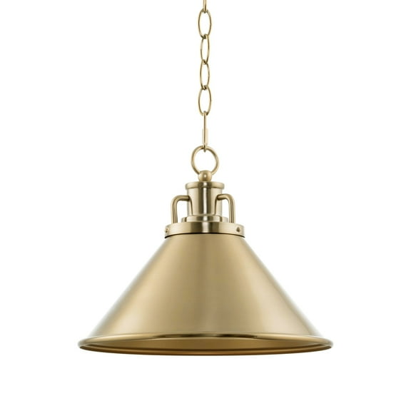 Kira Home Romine 12" Modern Pendant Light + Conic Metal Shade, Adjustable Height, Cool Brass Finish