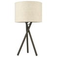 thumbnail image 1 of Kira Home Sadie 14" Mid Century Modern Tripod Mini Table Lamp, Honey Beige Drum Shade, Metal Body, Oil Rubbed Bronze, 1 of 7