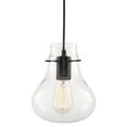 thumbnail image 1 of Kira Home Sahara 9" Modern Industrial Pendant Light + Clear Glass Teardrop Shade, Adjustable Hanging Height, Black, 1 of 7
