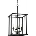 thumbnail image 1 of Kira Home Samson 32" 4-Light Large Modern Farmhouse Lantern Cage Pendant Light, Open Frame Design, Adjustable Foyer Chandelier, Black Finish, 1 of 9