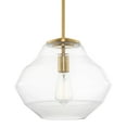 thumbnail image 1 of Kira Home Saylor 13" Farmhouse Chic Pendant Light + Schoolhouse Style Glass Shade, Warm Brass Finish, 1 of 7