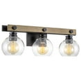 thumbnail image 1 of Kira Home Sebastian 23" 3-Light Industrial Farmhouse Vanity / Bathroom Light + Clear Globe Glass Shades, Smoked Birch, 1 of 7