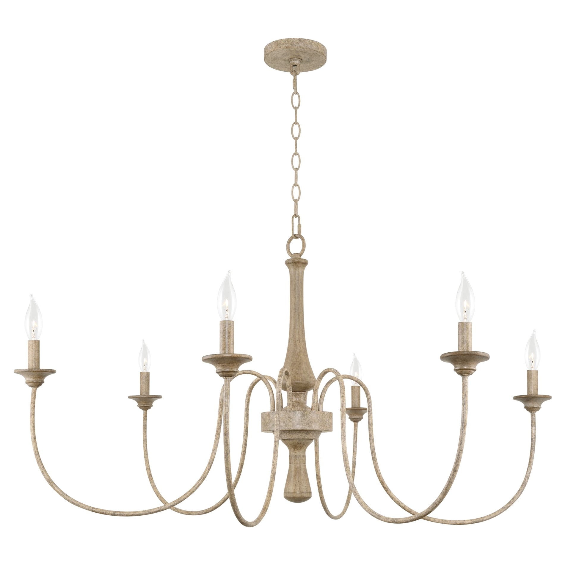 Kira Home Sherbrooke 44" French Country Chandelier, Distressed Wood Grain Metal Candle Chandelier, Smoked Cedar Wood