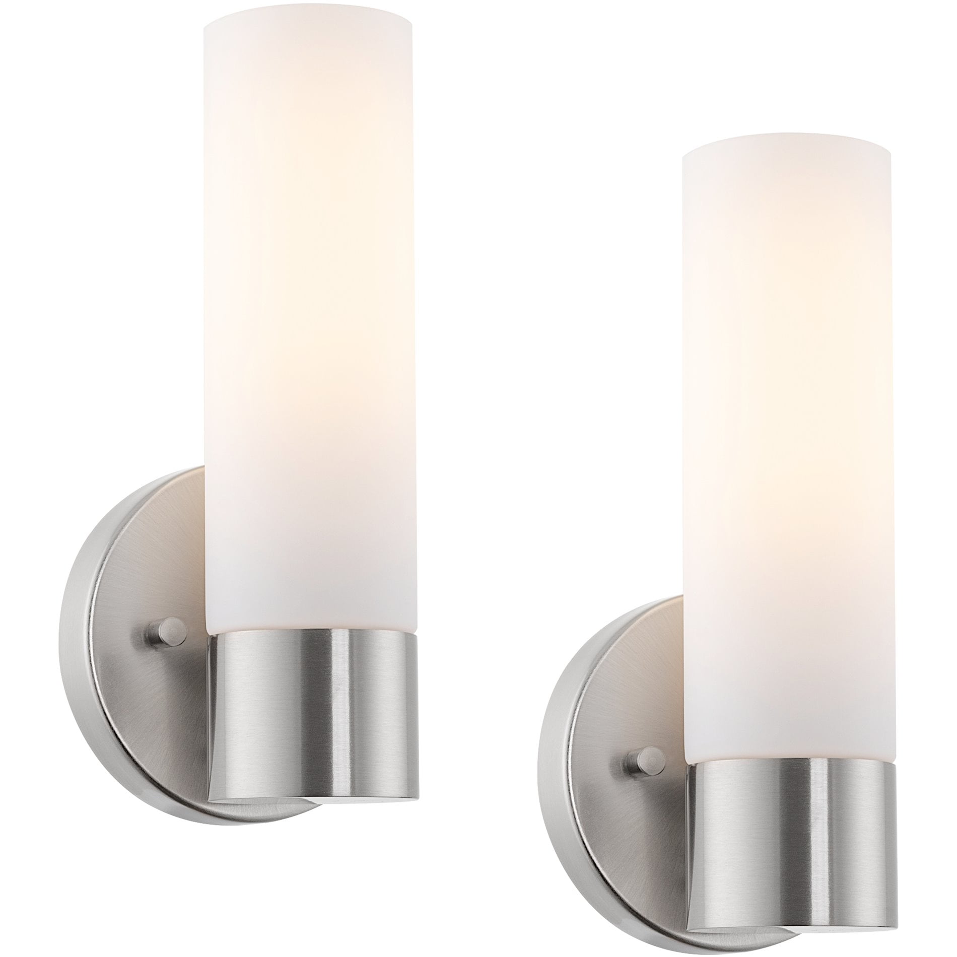 Brushed Nickel 10" Modern Wall Sconce with Frosted Glass Shade
