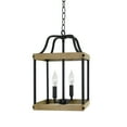 thumbnail image 1 of Kira Home Stanton 16" 2-Light Modern Farmhouse Chandelier, Lantern Style Foyer Light, Smoked Birch Finish, 1 of 8