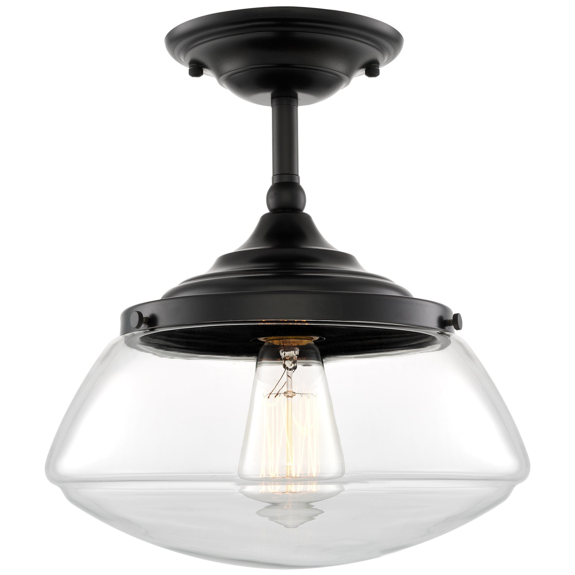 Summit 10" Matte Black Industrial Farmhouse Ceiling Light with Clear Glass Shade