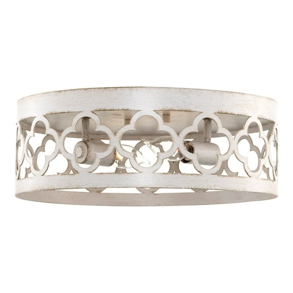 Kira Home Sutton 13" 2-Light Modern Flush Mount Ceiling Light + Metal Drum Shade, Antique White Finish