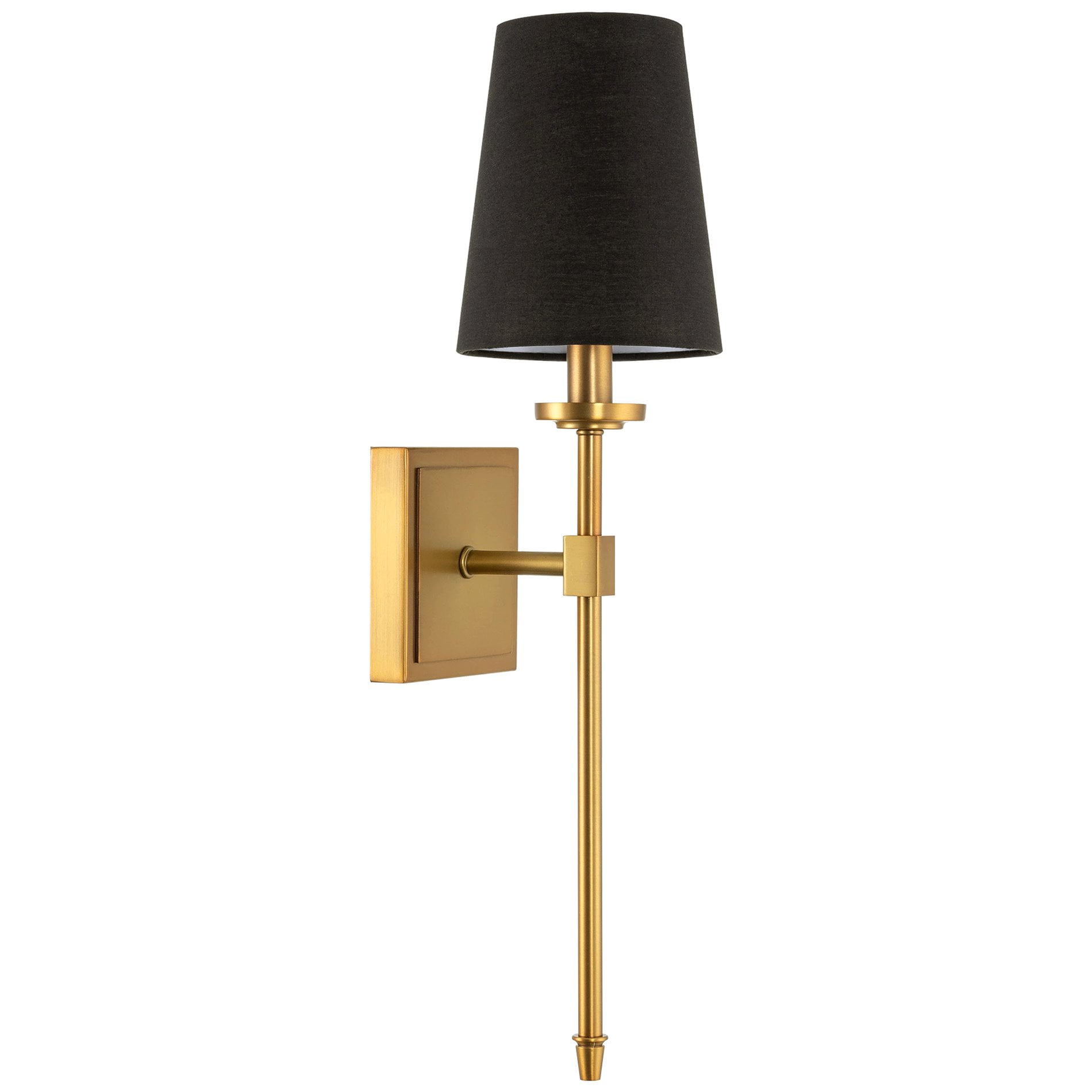 Black Linen Shade Modern Wall Sconce with Brass Finish