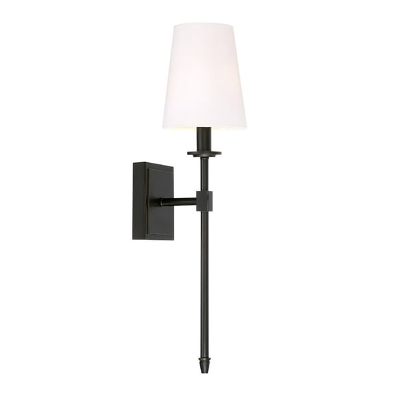 Kira Home Torche 20" Wall Sconce/Wall Light + Linen Shade, Oil-Rubbed Bronze Finish