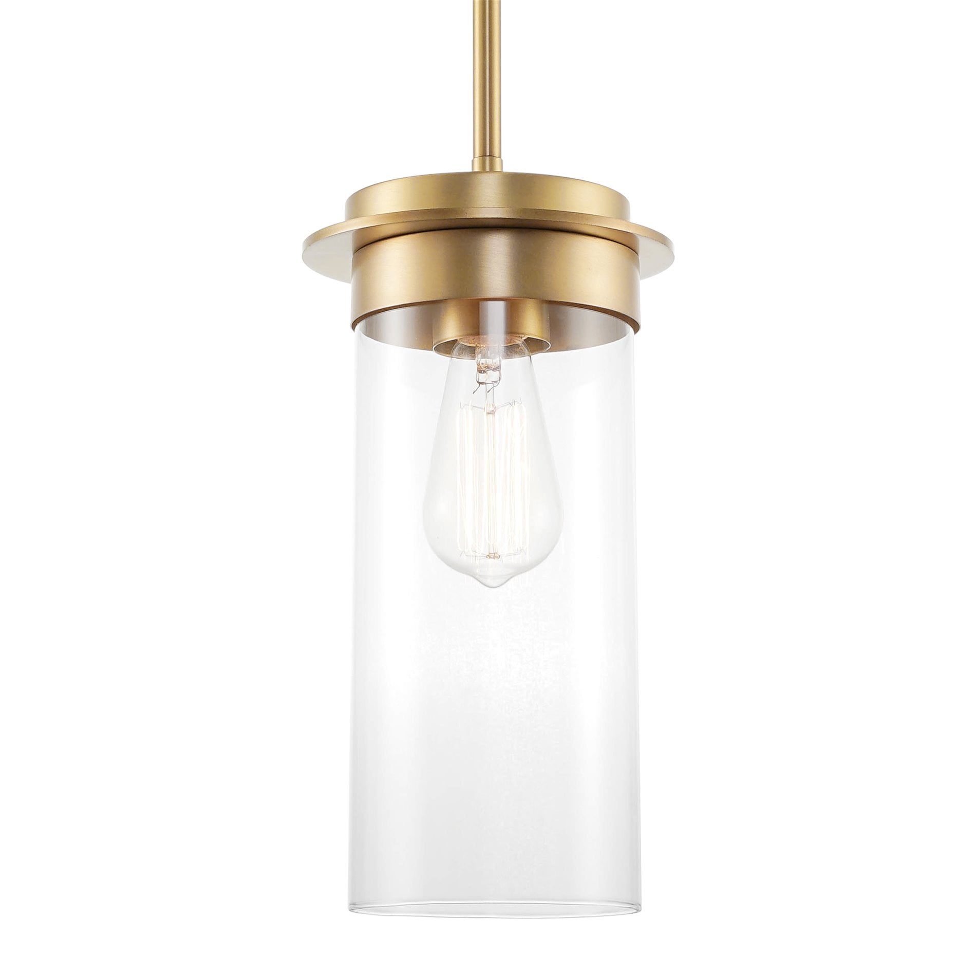 Vivienne Warm Brass Modern Pendant Light with Clear Glass Shade