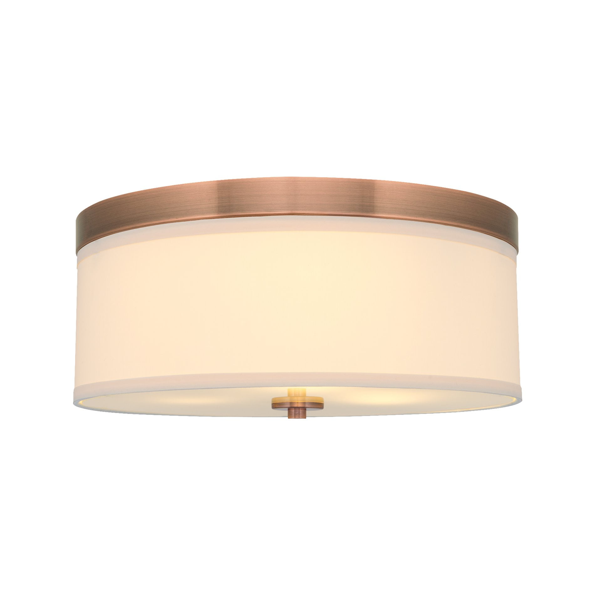 Copper Bronze 15" Flush Mount Ceiling Light with Cream Fabric Shade