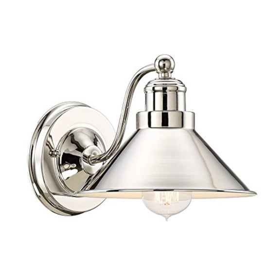 Kira Home Welton 11" Farmhouse Light with Funnel Shade, Wall Sconce Bathroom Light, Polished Nickel