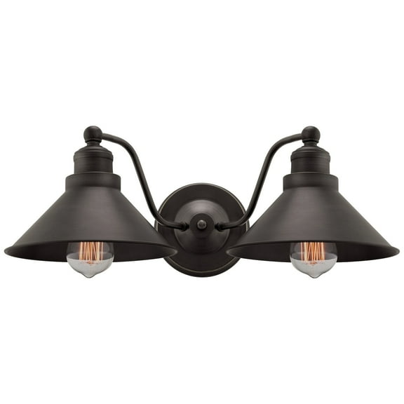 Kira Home Welton 19" 2-Light Farmhouse Bathroom Light, Wall Sconce Barn Light, Gold Trim + Brushed Dark Bronze