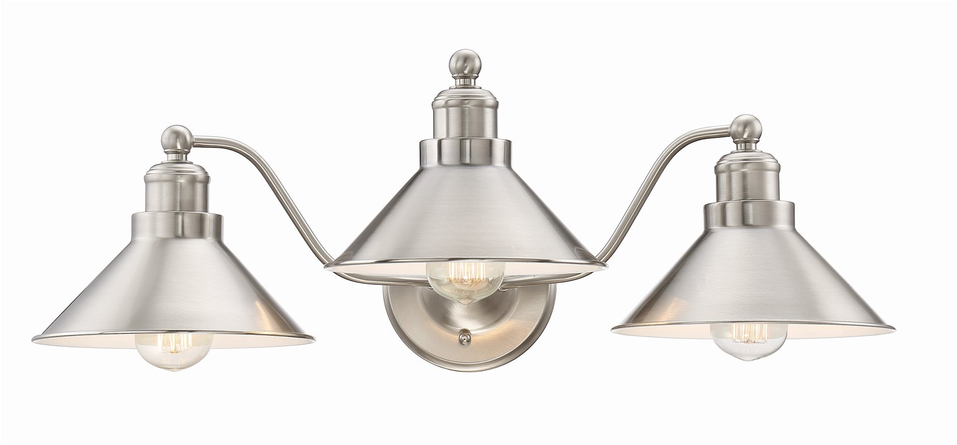 Kira Home Welton 25.5" 3-Light Modern Farmhouse Bathroom Light, Vintage Vanity Barn Light, Brushed Nickel Finish